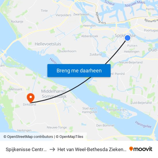 Spijkenisse Centrum to Het van Weel-Bethesda Ziekenhuis map
