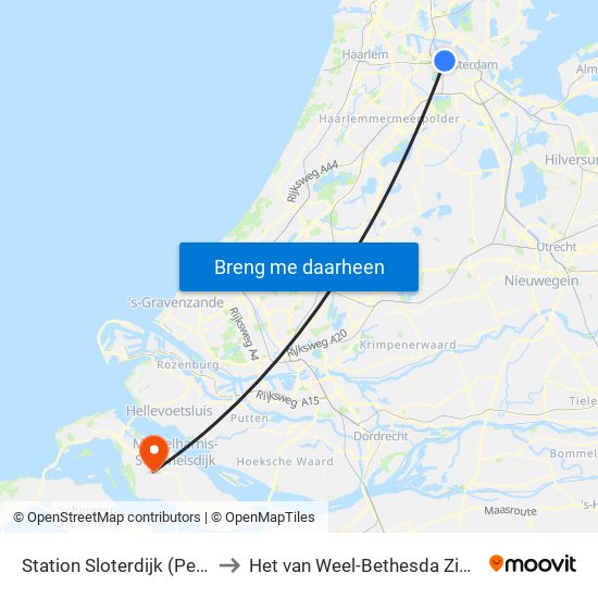 Station Sloterdijk (Perron N) to Het van Weel-Bethesda Ziekenhuis map