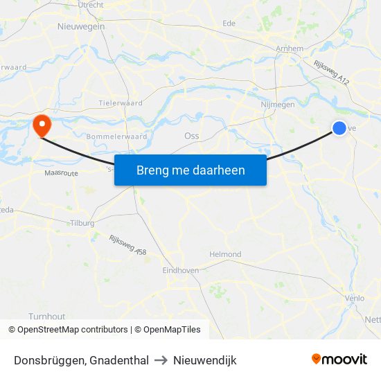 Donsbrüggen, Gnadenthal to Nieuwendijk map