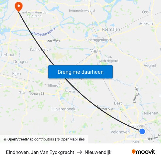 Eindhoven, Jan Van Eyckgracht to Nieuwendijk map
