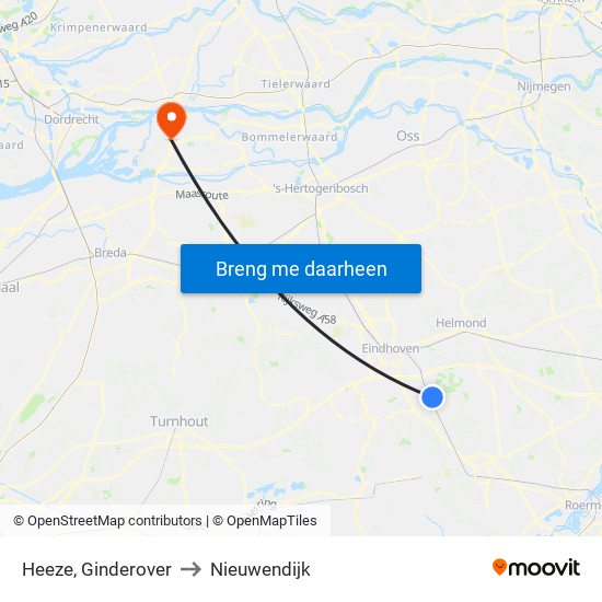 Heeze, Ginderover to Nieuwendijk map