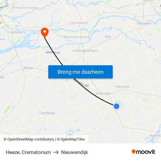 Heeze, Crematorium to Nieuwendijk map