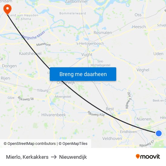 Mierlo, Kerkakkers to Nieuwendijk map