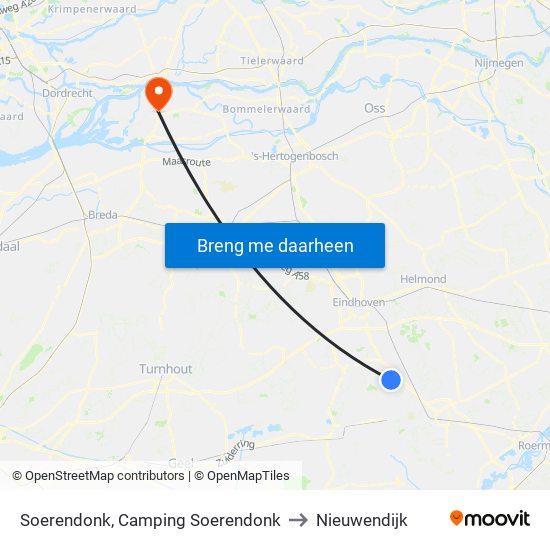 Soerendonk, Camping Soerendonk to Nieuwendijk map