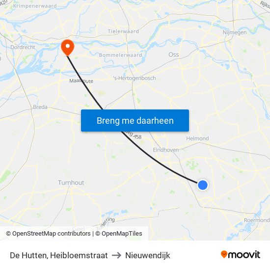 De Hutten, Heibloemstraat to Nieuwendijk map