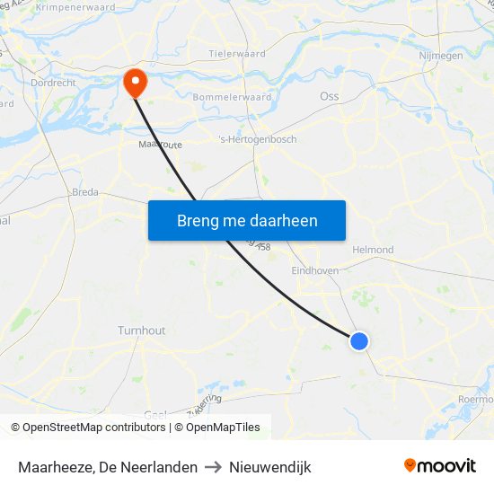 Maarheeze, De Neerlanden to Nieuwendijk map