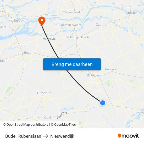 Budel, Rubenslaan to Nieuwendijk map