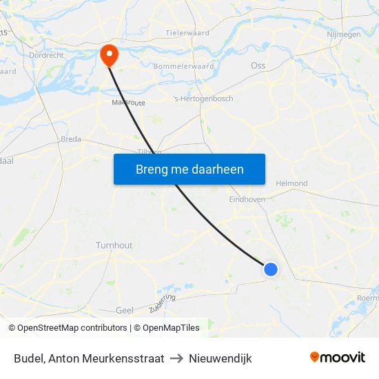 Budel, Anton Meurkensstraat to Nieuwendijk map