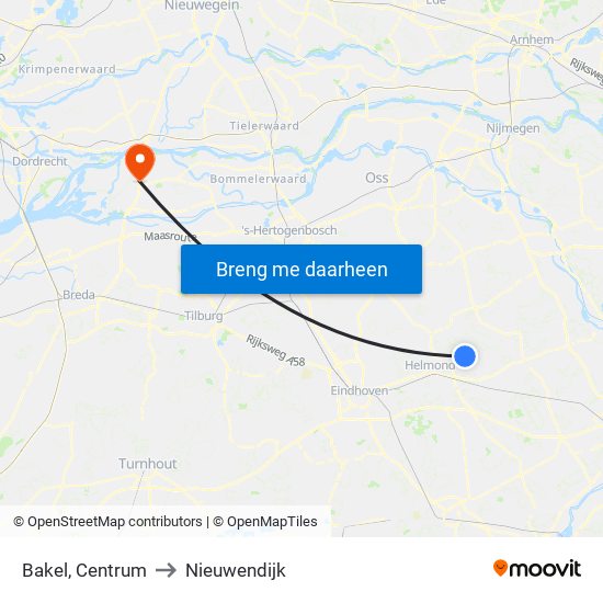 Bakel, Centrum to Nieuwendijk map