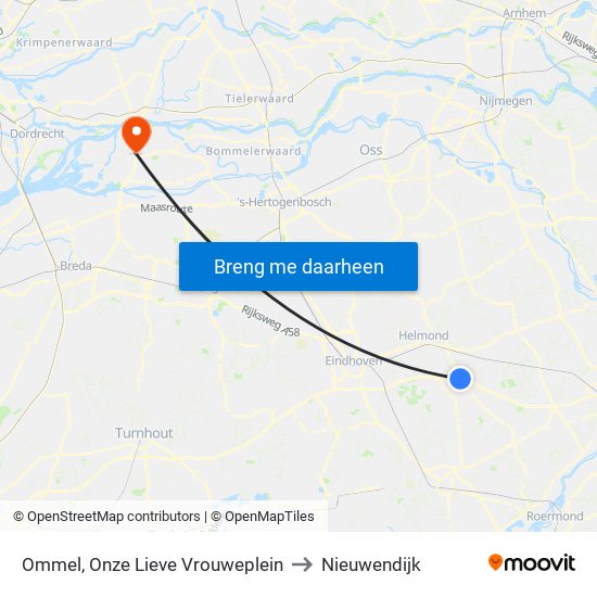 Ommel, Onze Lieve Vrouweplein to Nieuwendijk map