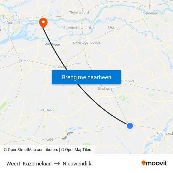 Weert, Kazernelaan to Nieuwendijk map