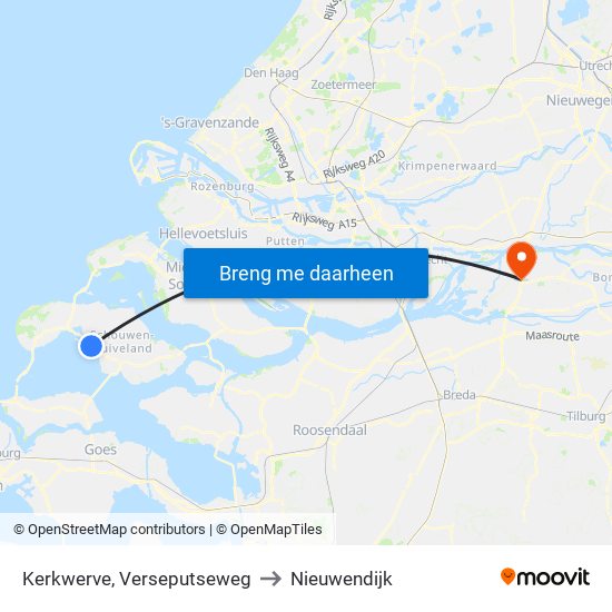 Kerkwerve, Verseputseweg to Nieuwendijk map