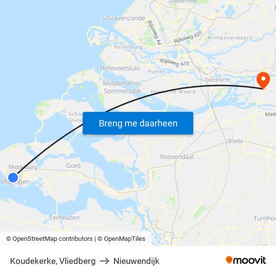 Koudekerke, Vliedberg to Nieuwendijk map