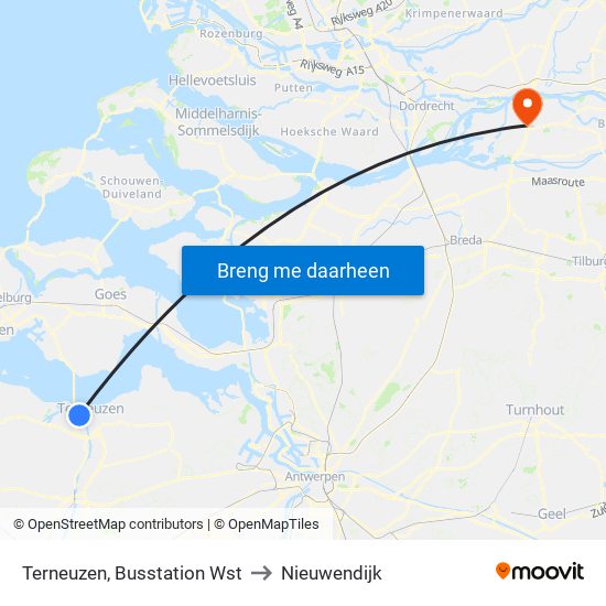 Terneuzen, Busstation Wst to Nieuwendijk map