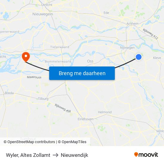 Wyler, Altes Zollamt to Nieuwendijk map