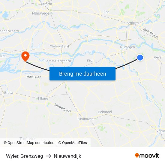 Wyler, Grenzweg to Nieuwendijk map