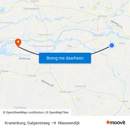 Kranenburg, Galgensteeg to Nieuwendijk map