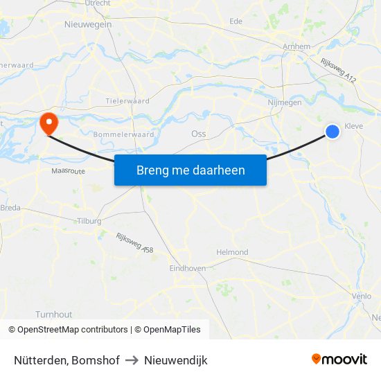 Nütterden, Bomshof to Nieuwendijk map