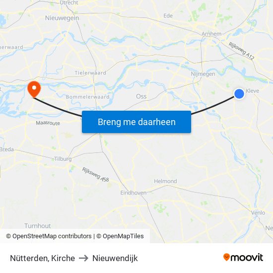 Nütterden, Kirche to Nieuwendijk map