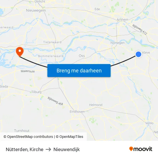 Nütterden, Kirche to Nieuwendijk map
