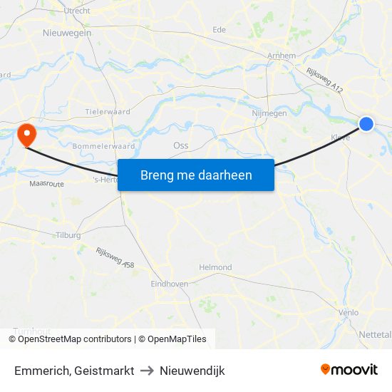 Emmerich, Geistmarkt to Nieuwendijk map