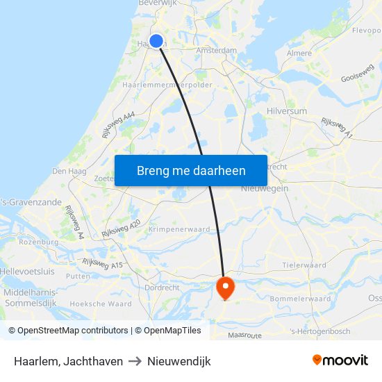 Haarlem, Jachthaven to Nieuwendijk map