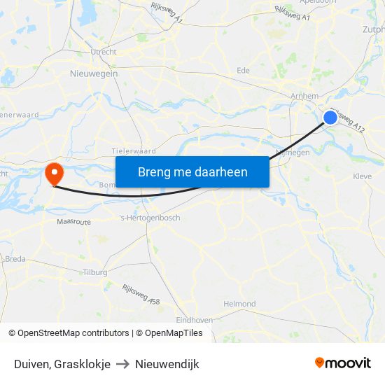Duiven, Grasklokje to Nieuwendijk map