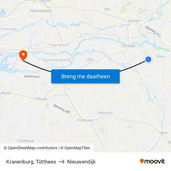 Kranenburg, Tütthees to Nieuwendijk map
