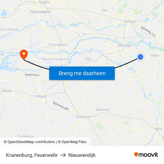 Kranenburg, Feuerwehr to Nieuwendijk map