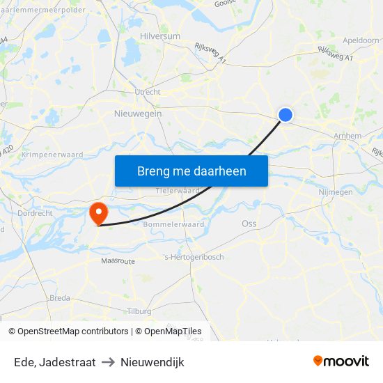 Ede, Jadestraat to Nieuwendijk map