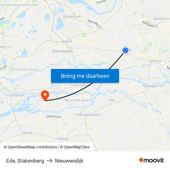 Ede, Stakenberg to Nieuwendijk map