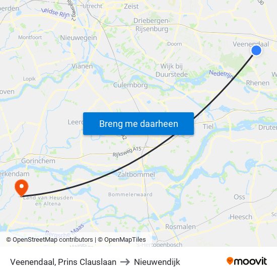 Veenendaal, Prins Clauslaan to Nieuwendijk map