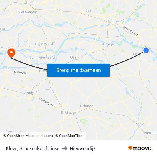 Kleve, Brückenkopf Links to Nieuwendijk map