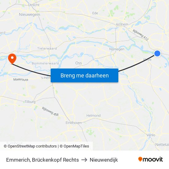 Emmerich, Brückenkopf Rechts to Nieuwendijk map