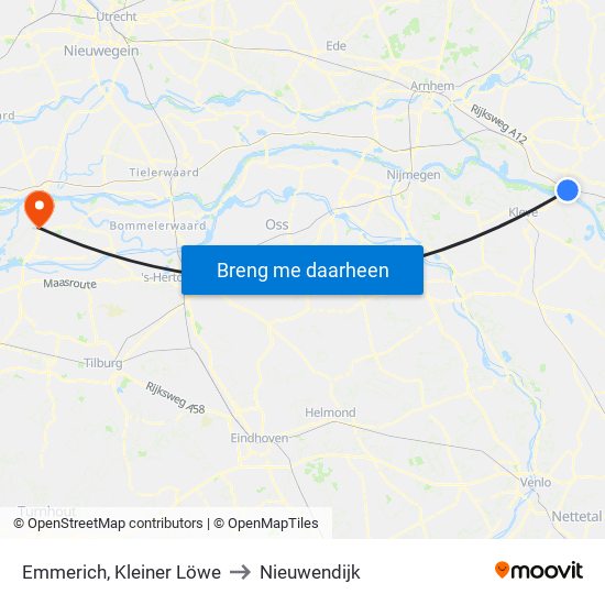 Emmerich, Kleiner Löwe to Nieuwendijk map