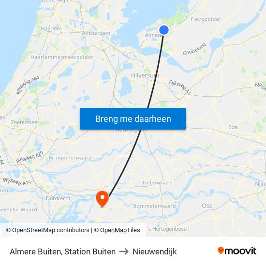 Almere Buiten, Station Buiten to Nieuwendijk map
