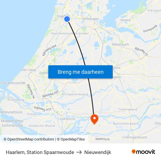 Haarlem, Station Spaarnwoude to Nieuwendijk map