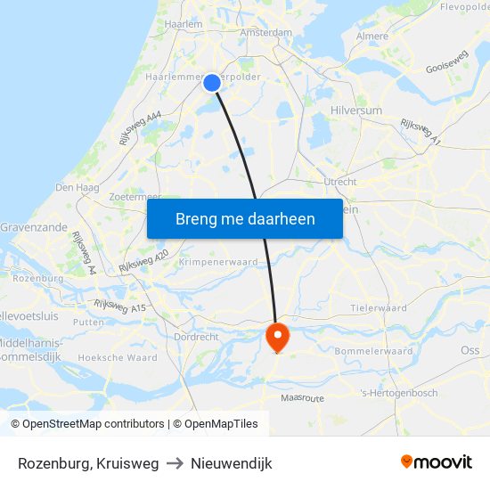 Rozenburg, Kruisweg to Nieuwendijk map