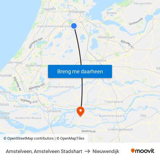 Amstelveen, Amstelveen Stadshart to Nieuwendijk map