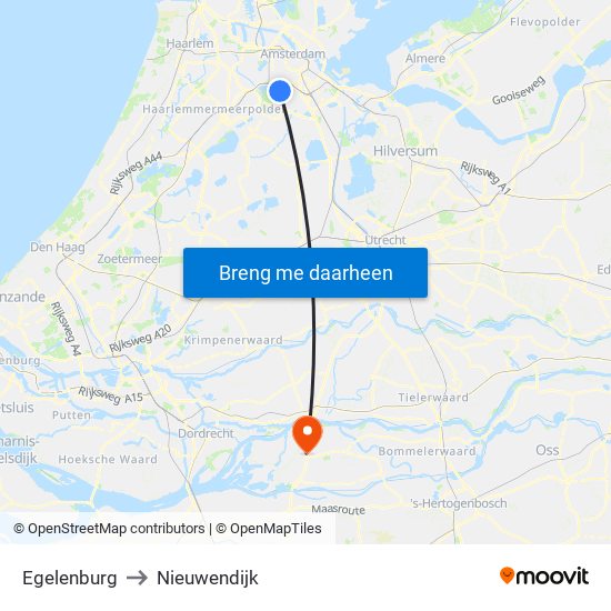 Egelenburg to Nieuwendijk map