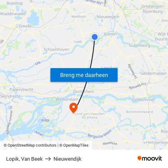 Lopik, Van Beek to Nieuwendijk map