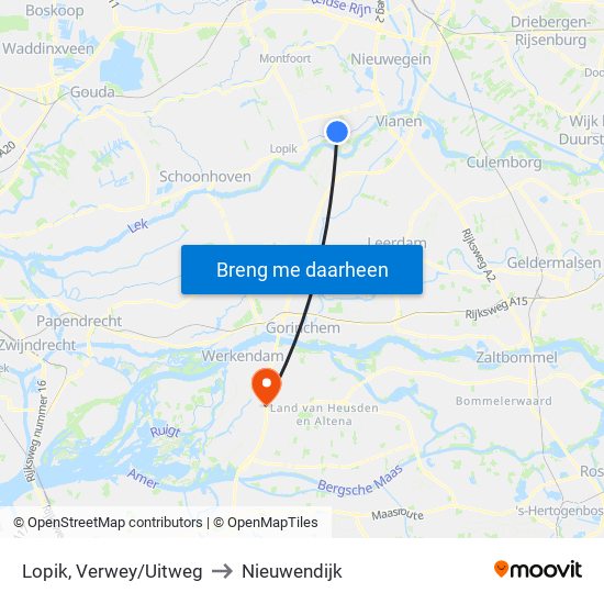 Lopik, Verwey/Uitweg to Nieuwendijk map