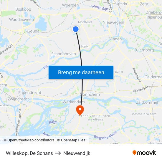 Willeskop, De Schans to Nieuwendijk map