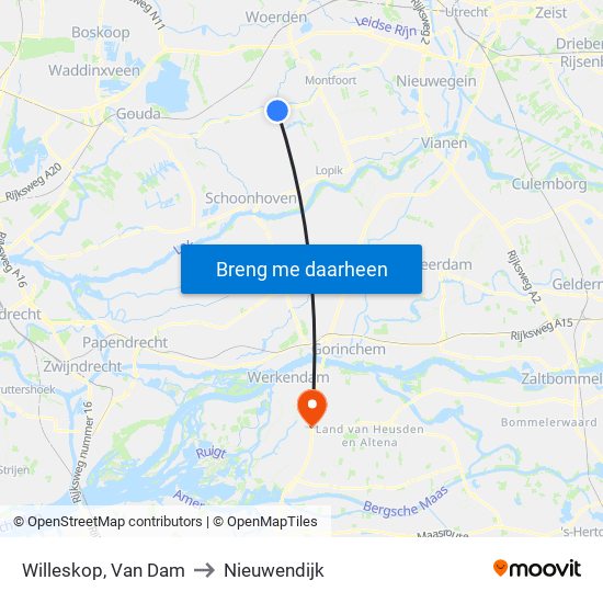 Willeskop, Van Dam to Nieuwendijk map
