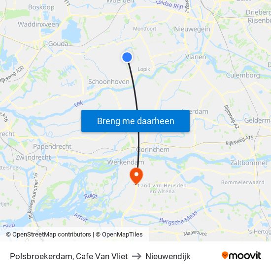 Polsbroekerdam, Cafe Van Vliet to Nieuwendijk map