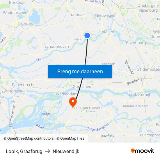 Lopik, Graafbrug to Nieuwendijk map