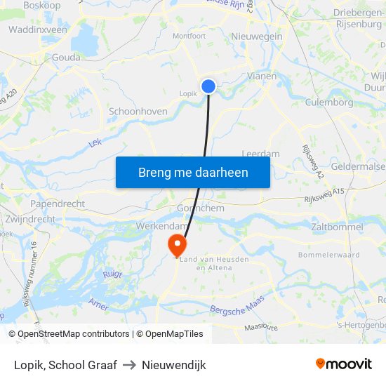 Lopik, School Graaf to Nieuwendijk map