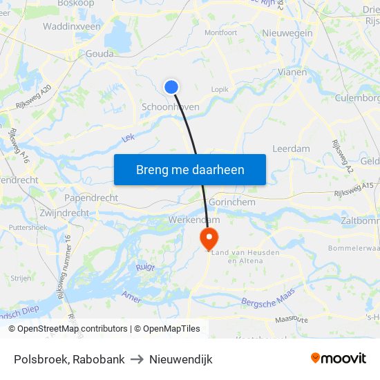 Polsbroek, Rabobank to Nieuwendijk map