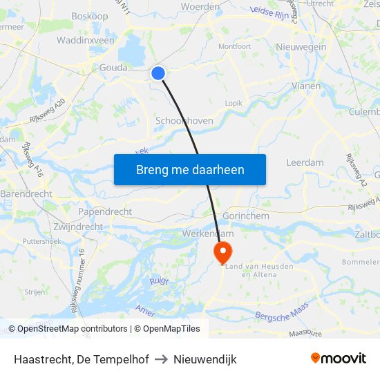 Haastrecht, De Tempelhof to Nieuwendijk map