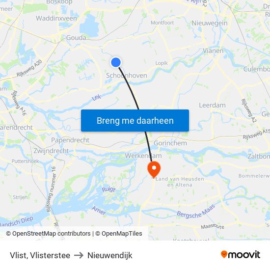 Vlist, Vlisterstee to Nieuwendijk map